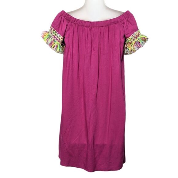 BUCKLEY Tala Off Shoulder Confetti Fringe Dress XS - Picture 5 of 7